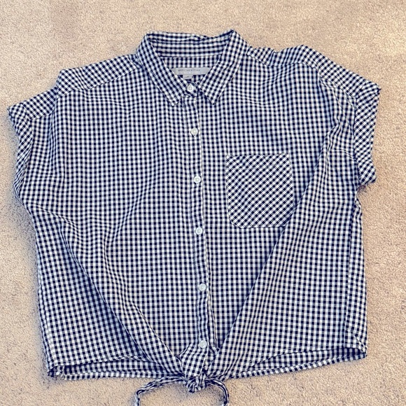 Marc New York Tops - Marc New York Andrew Marc Blouse Top Black White Check Ties Shirt Halloween Med